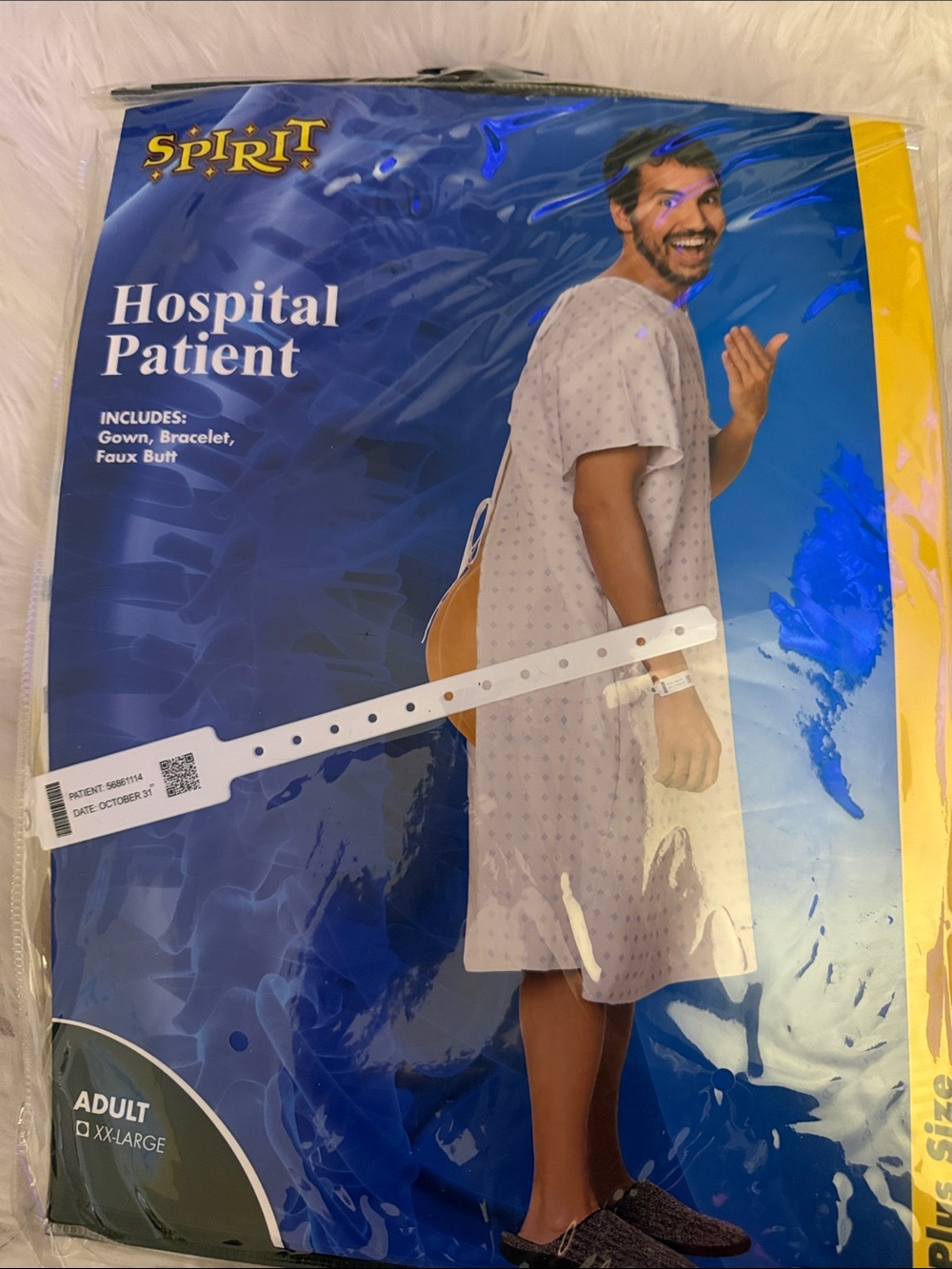 Spirit Hospital Patient Costume - White Gown with Bracelet